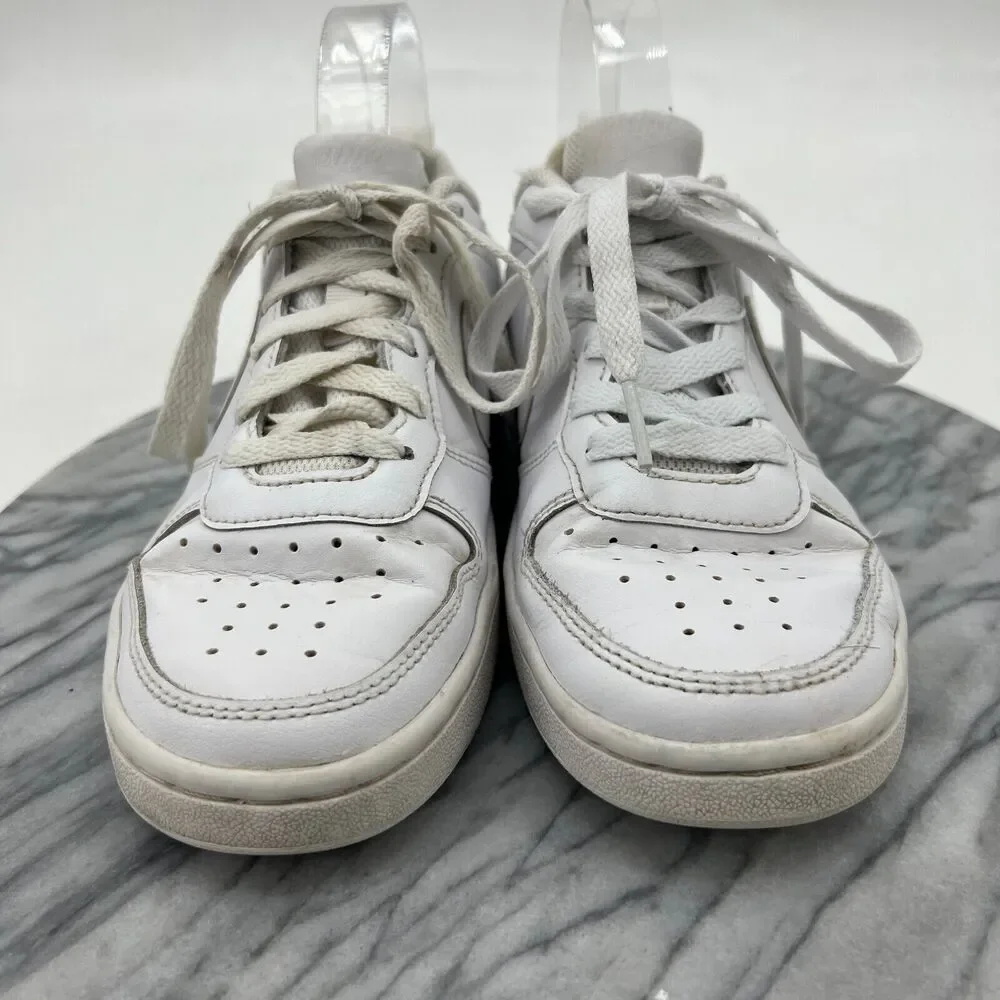 Nike Court Borough Shoes Youth Big Kid 4Y Triple White Leather Low Top Lace
